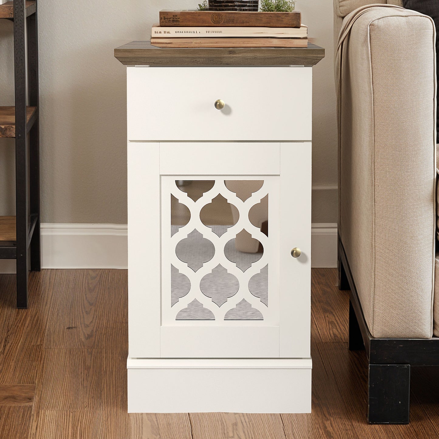 Galano End Table with Drawer and Cabinet Storage 22" W × 14" D × 25" H