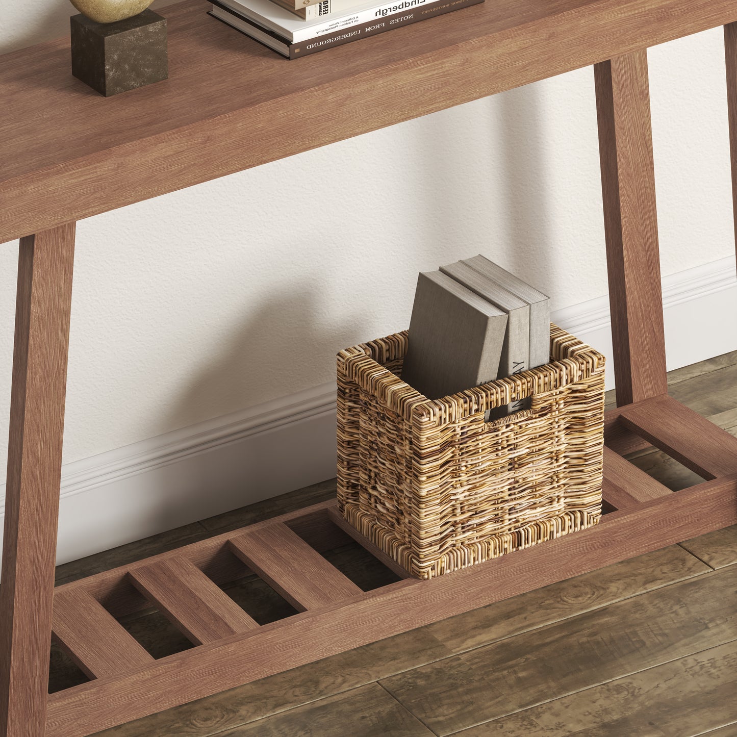 Galano Wood Console Table with Bottom Shelf 43" W x 12" D x 32" H