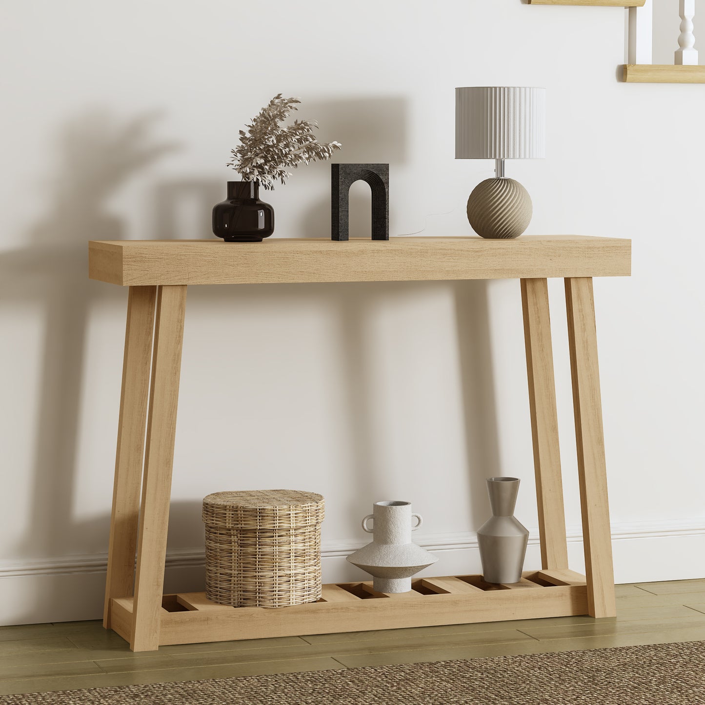 Galano Wood Console Table with Bottom Shelf 43" W x 12" D x 32" H