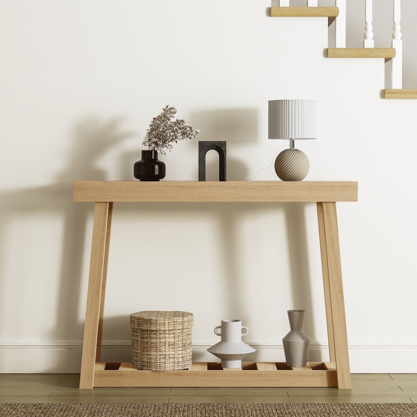 Galano Wood Console Table with Bottom Shelf 43" W x 12" D x 32" H