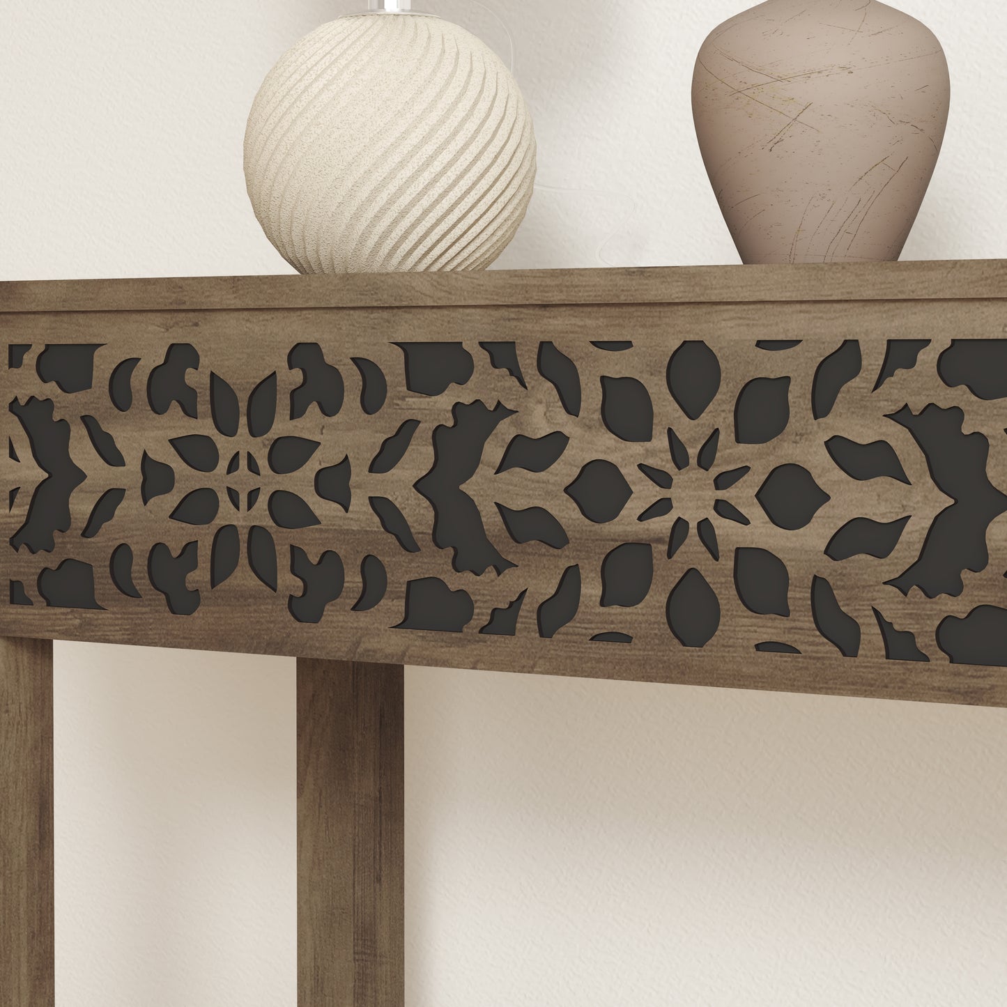 Galano Carved Wood Console Table with Bottom Shelf 43" W × 12" D × 33" H