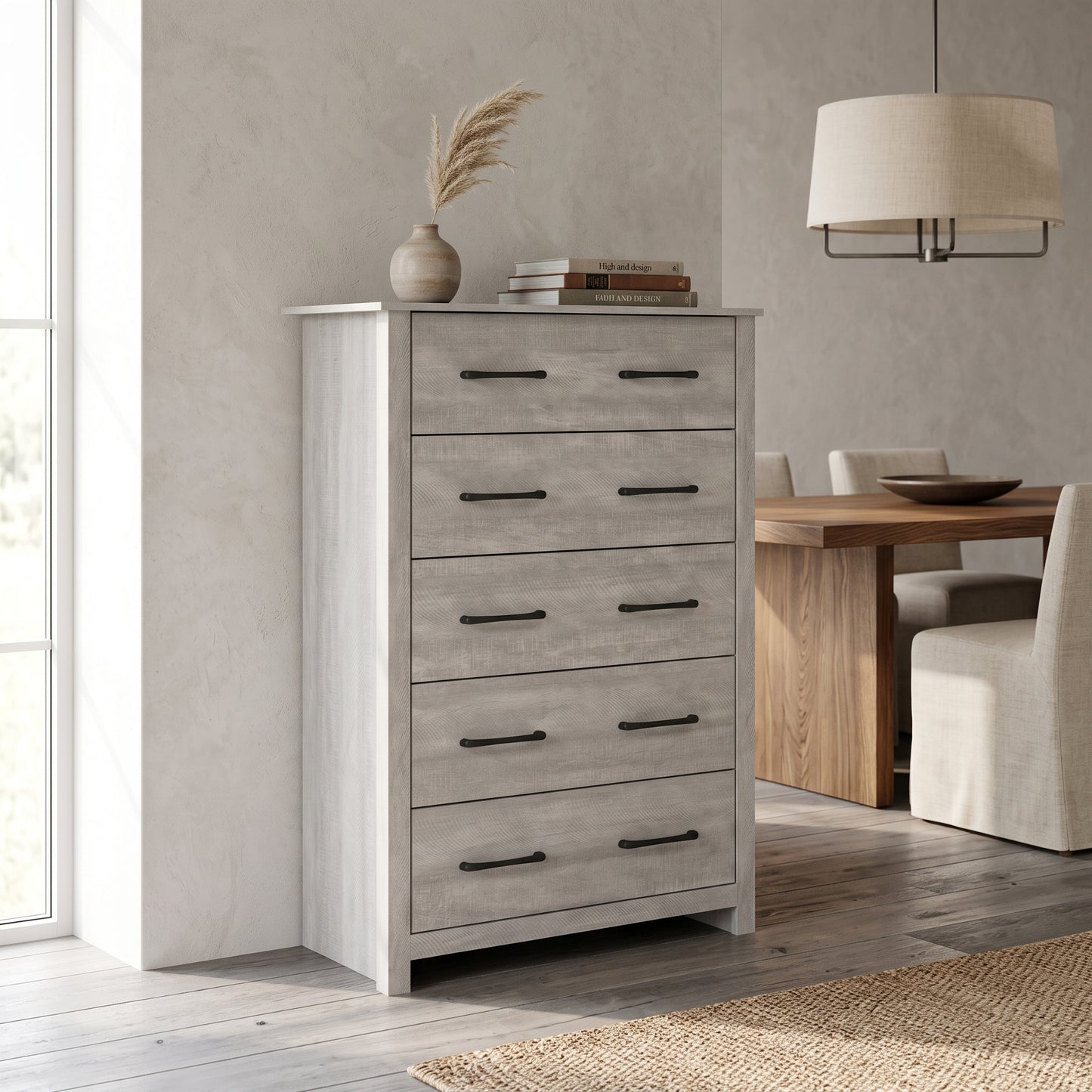 Galano 5-Drawer Tall Dresser for Bedroom with Interlocking Drawers & Anti-Tip Kit, 31.1" Wide