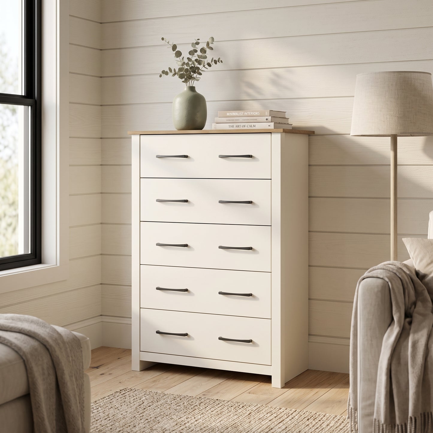 Galano 5-Drawer Tall Dresser for Bedroom with Interlocking Drawers & Anti-Tip Kit, 31.1" Wide