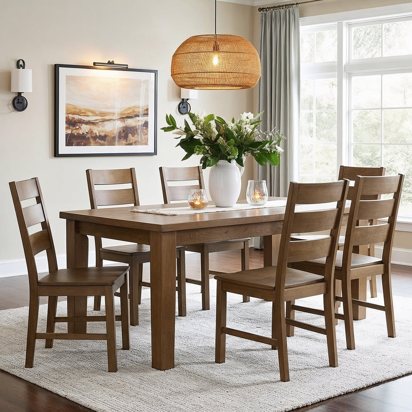 Galano Set of 2 Solid Wood Ladder-Back Dining Chairs 18.5" W × 22.1" D × 38" H