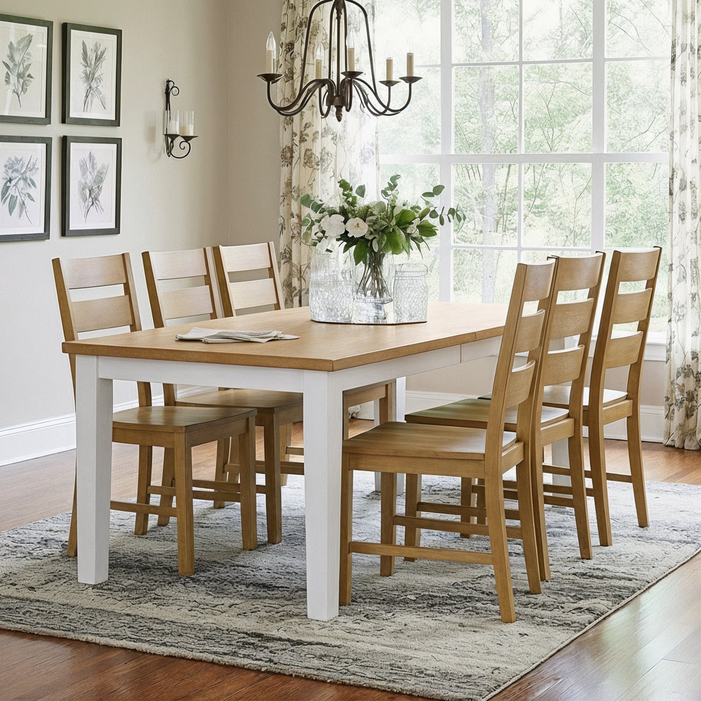 Galano Set of 2 Solid Wood Ladder-Back Dining Chairs 18.5" W × 22.1" D × 38" H