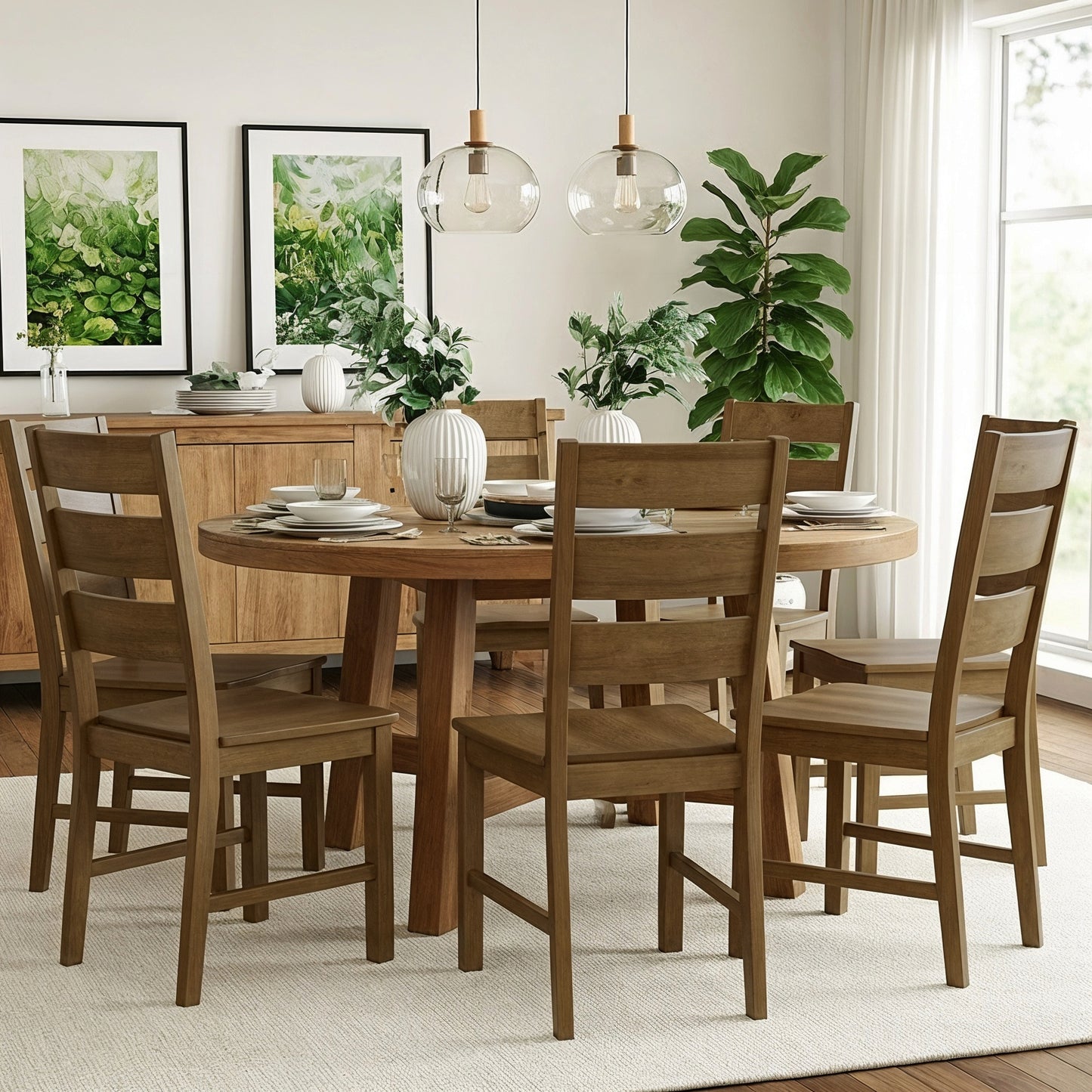 Galano Set of 2 Solid Wood Ladder-Back Dining Chairs 18.5" W × 22.1" D × 38" H