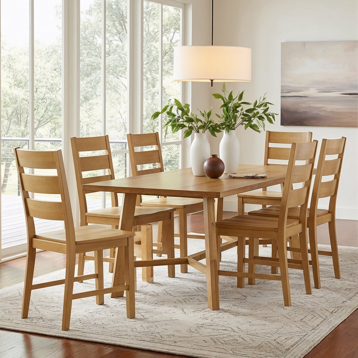 Galano Set of 2 Solid Wood Ladder-Back Dining Chairs 18.5" W × 22.1" D × 38" H