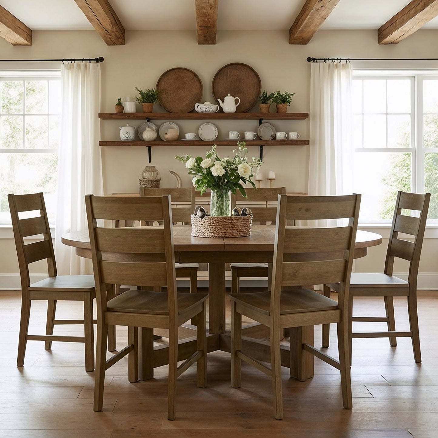 Galano Set of 2 Solid Wood Ladder-Back Dining Chairs 18.5" W × 22.1" D × 38" H