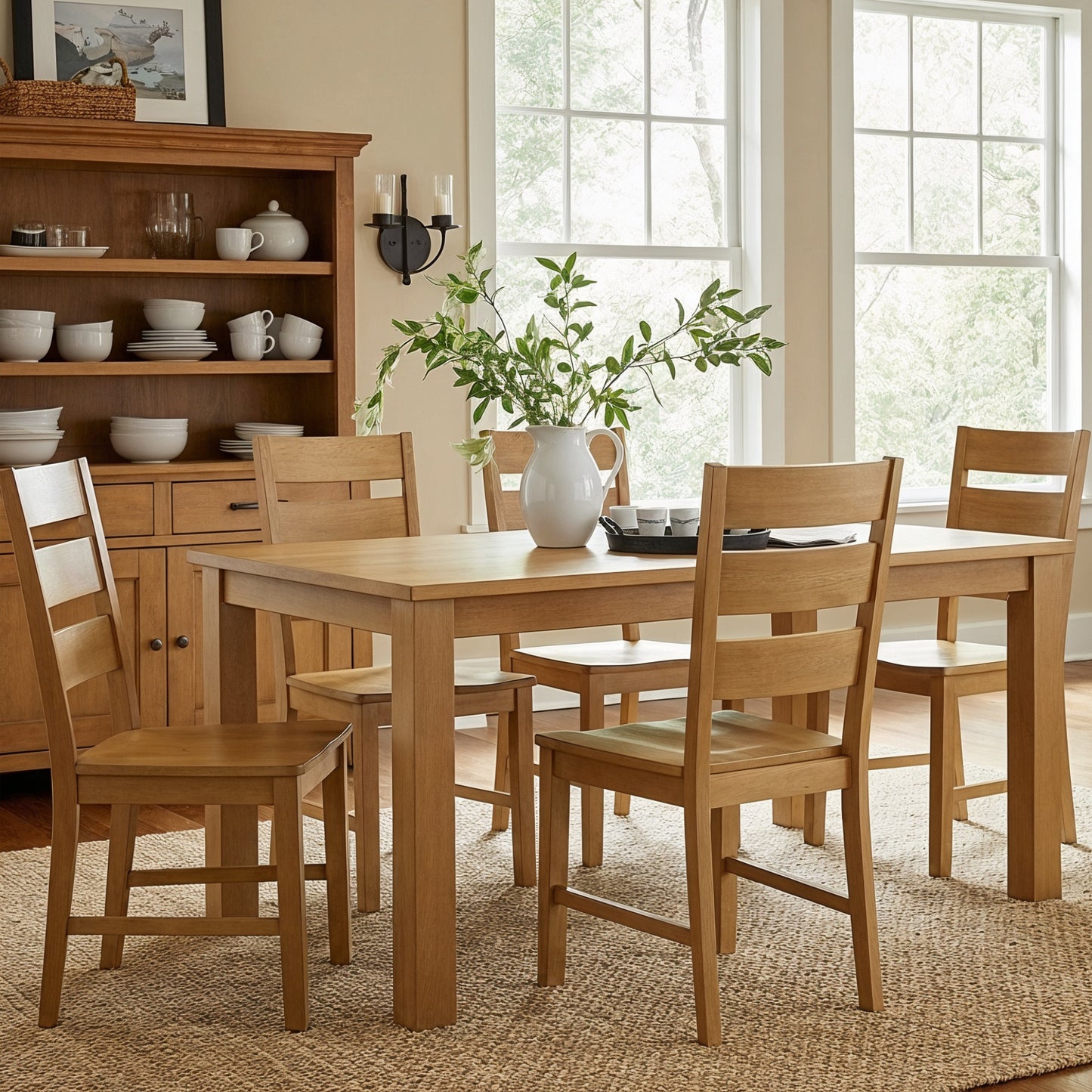 Galano Set of 2 Solid Wood Ladder-Back Dining Chairs 18.5" W × 22.1" D × 38" H