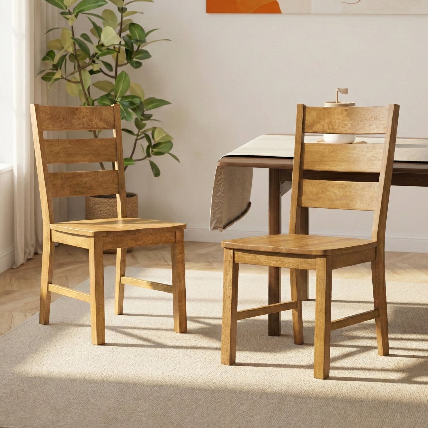 Galano Set of 2 Solid Wood Ladder-Back Dining Chairs 18.5" W × 22.1" D × 38" H