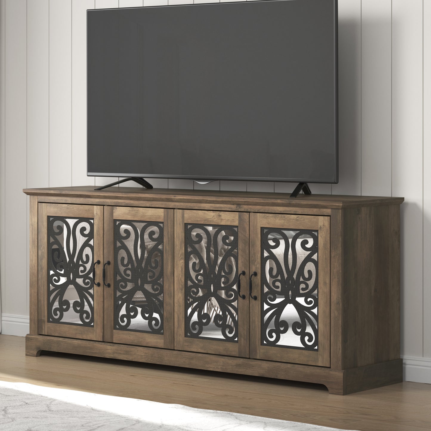 Galano Calidia 4 Door Wide Tv Stand - Knotty Oak