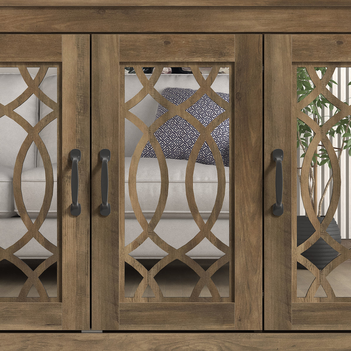 GALANO Shoe Storage Cabinet with 3 Mirrored Doors, Up to 16 Pairs