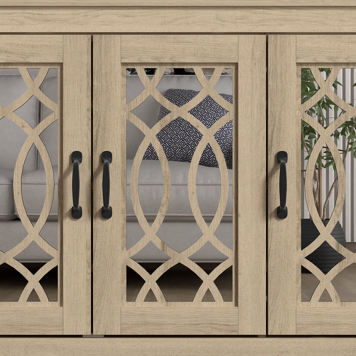 GALANO Shoe Storage Cabinet with 3 Mirrored Doors, Up to 16 Pairs