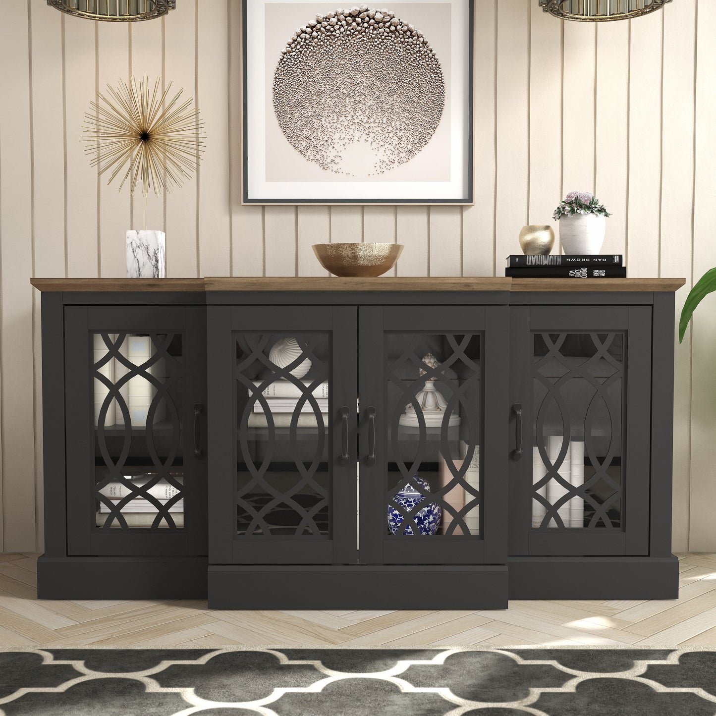 Galano sideboard with decorative cutout doors 60.4" W × 18.2" D × 29.3" H