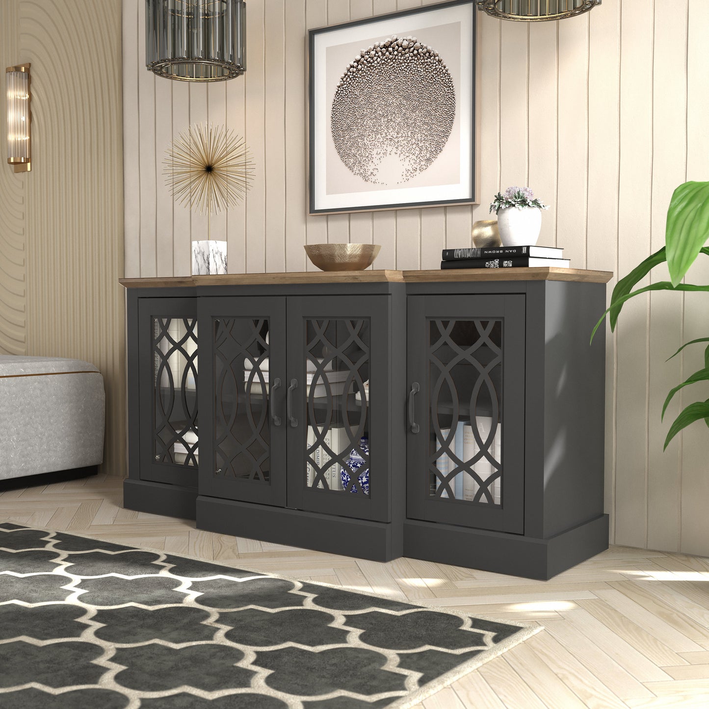 Galano sideboard with decorative cutout doors 60.4" W × 18.2" D × 29.3" H