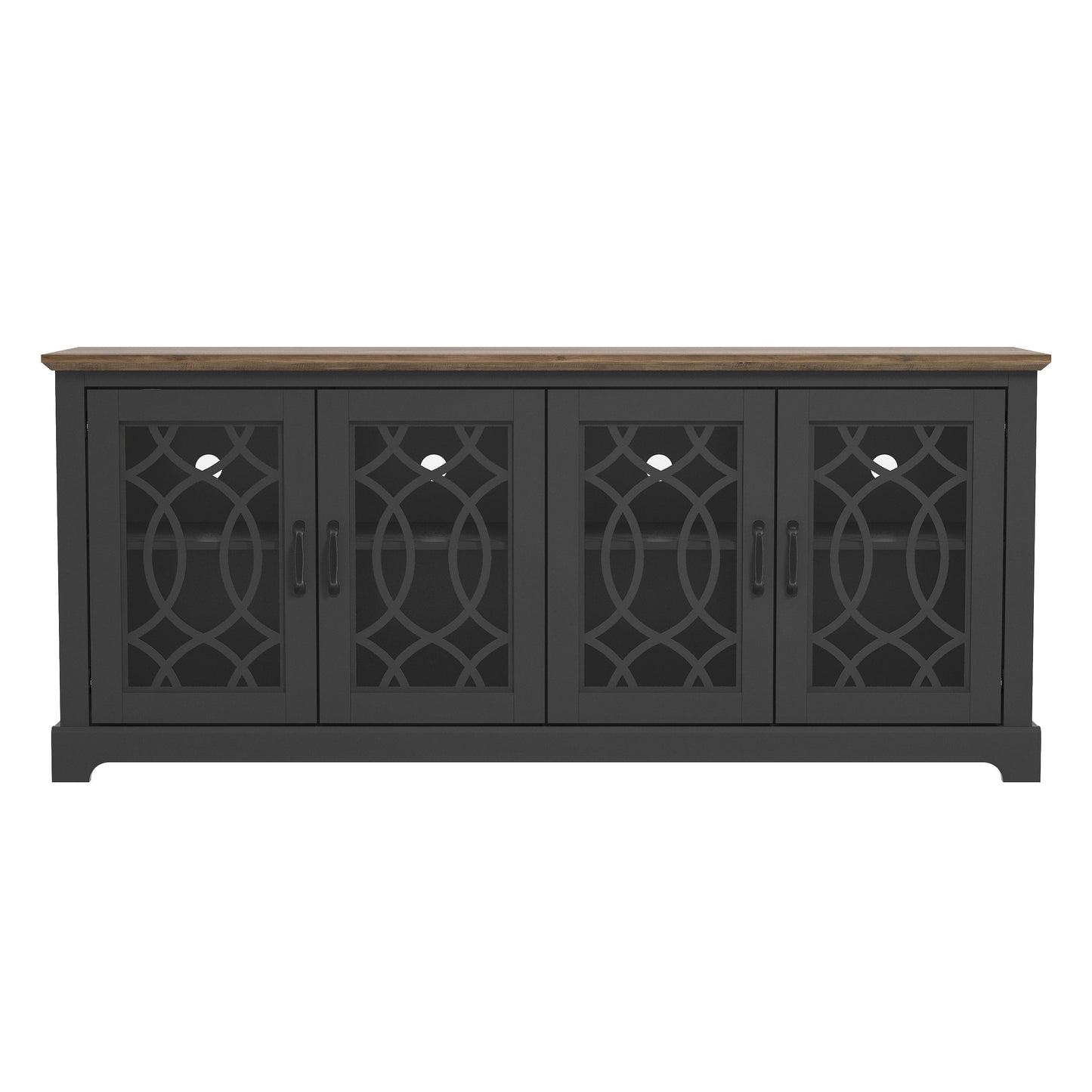 GALANO TV Stand with Cutout Doors and Adjustable Shelves 68.2" W x 17.2" D x 29.3" H