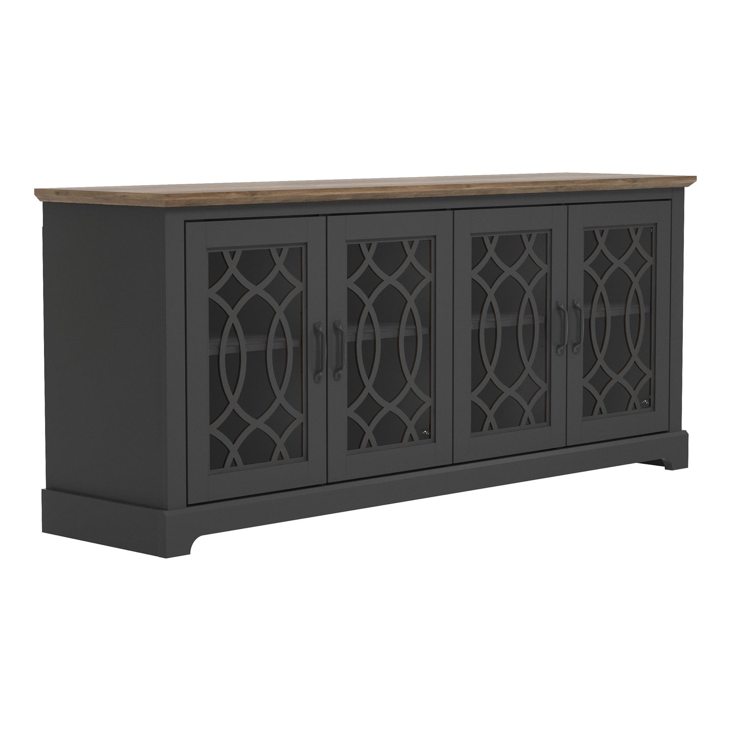 GALANO TV Stand with Cutout Doors and Adjustable Shelves 68.2" W x 17.2" D x 29.3" H