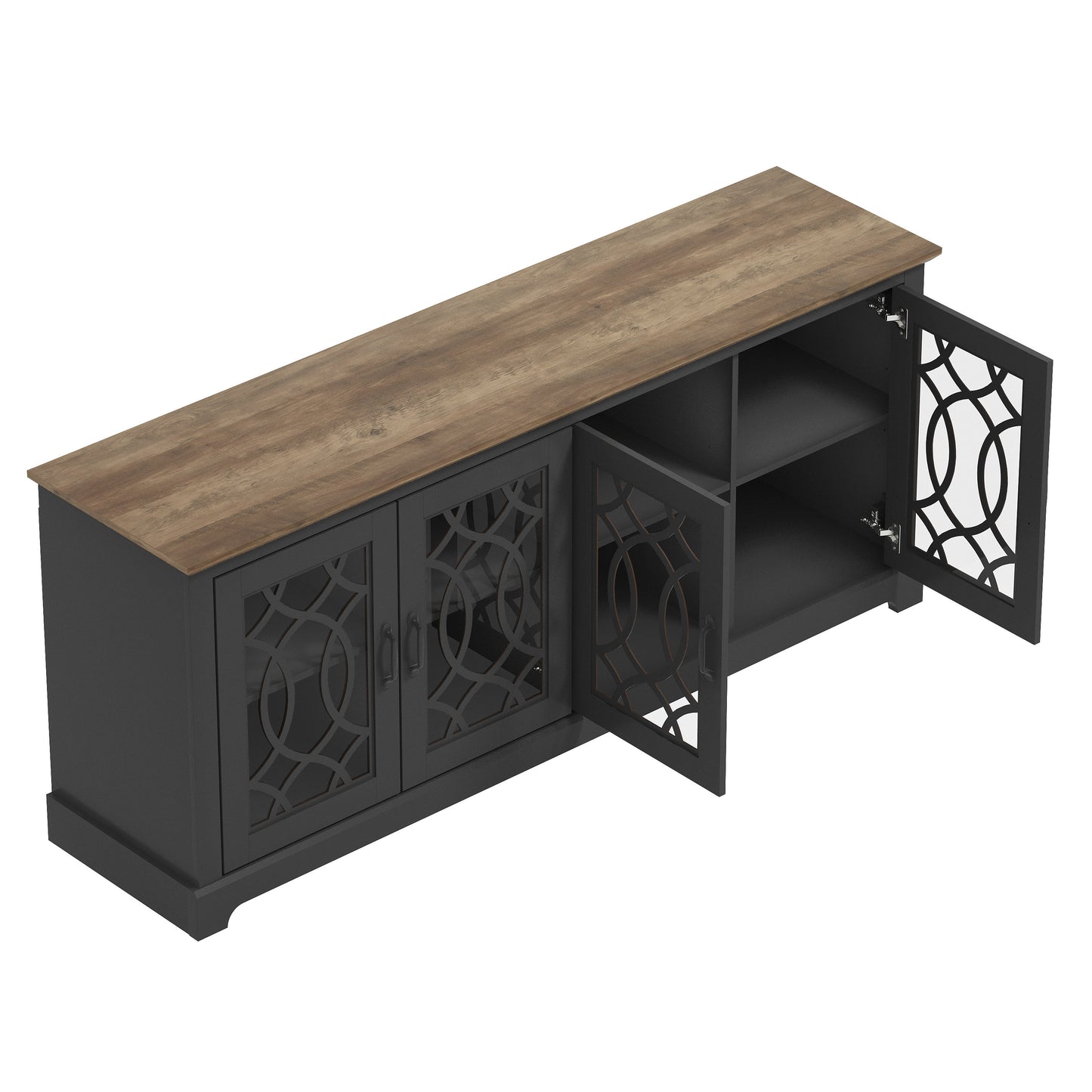 GALANO TV Stand with Cutout Doors and Adjustable Shelves 68.2" W x 17.2" D x 29.3" H