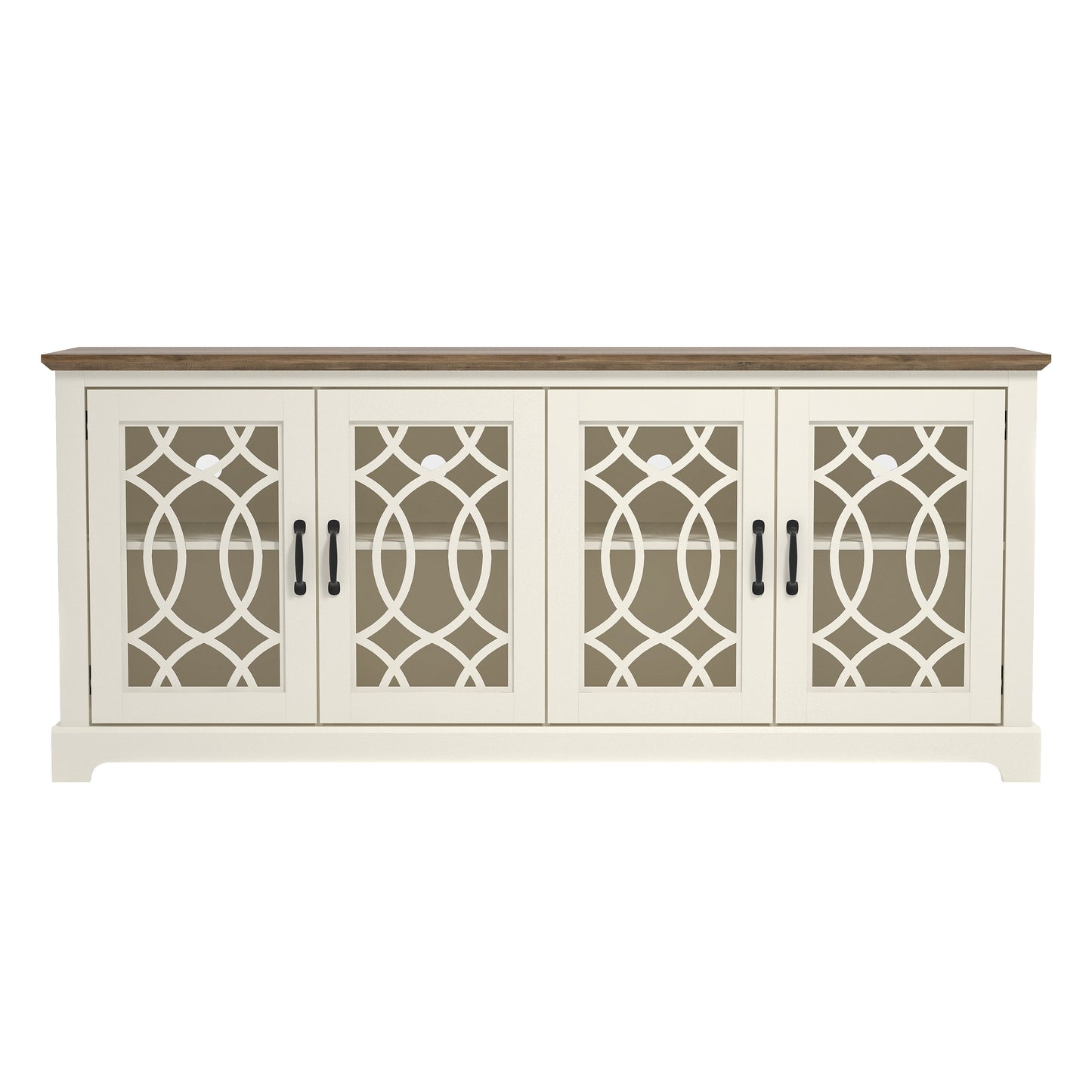 GALANO TV Stand with Cutout Doors and Adjustable Shelves 68.2" W x 17.2" D x 29.3" H
