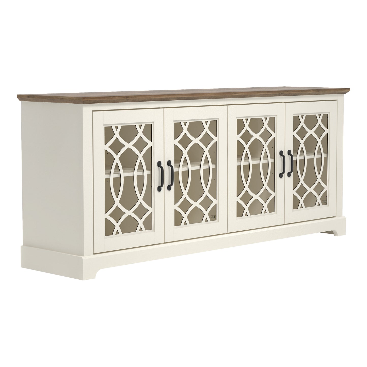 GALANO TV Stand with Cutout Doors and Adjustable Shelves 68.2" W x 17.2" D x 29.3" H