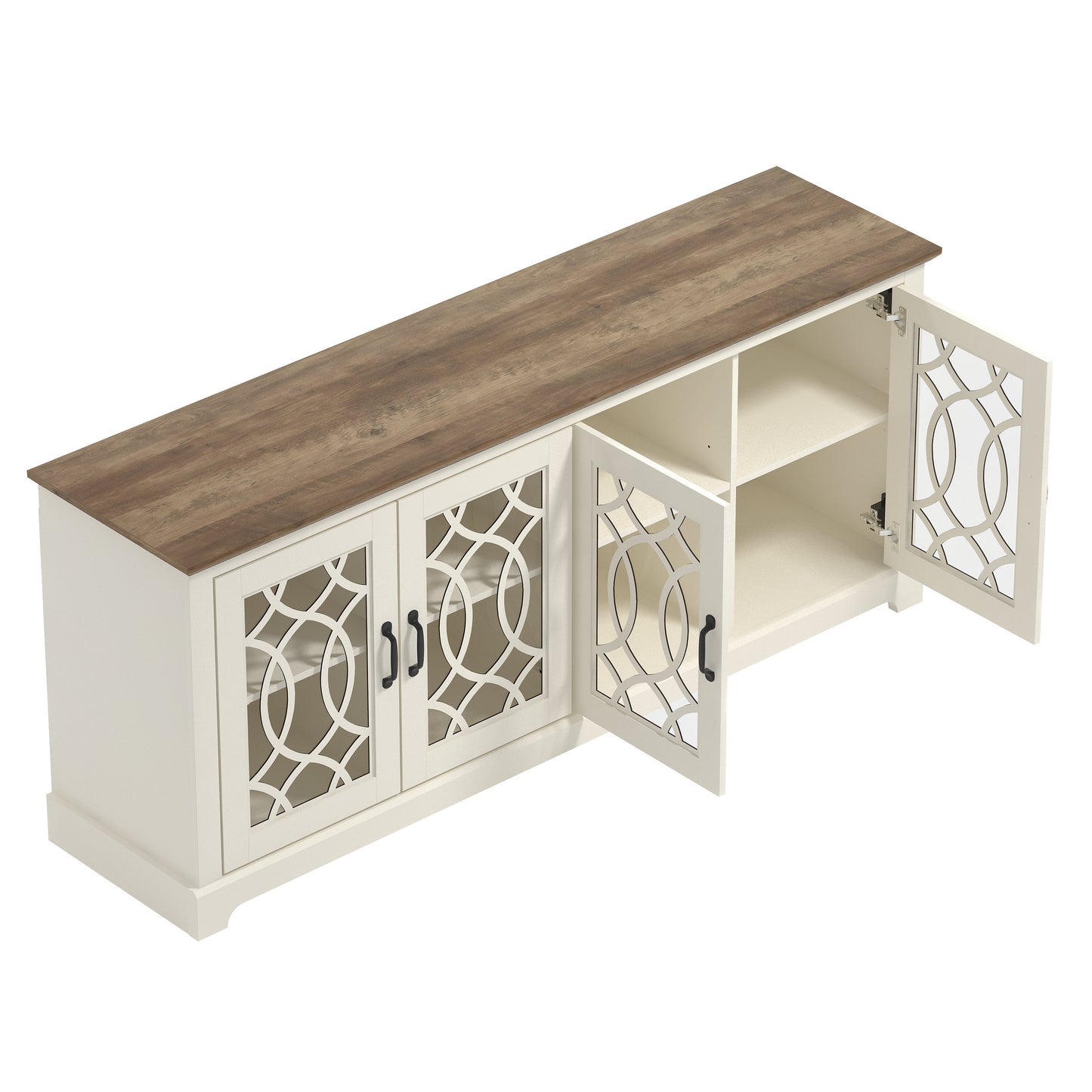 GALANO TV Stand with Cutout Doors and Adjustable Shelves 68.2" W x 17.2" D x 29.3" H