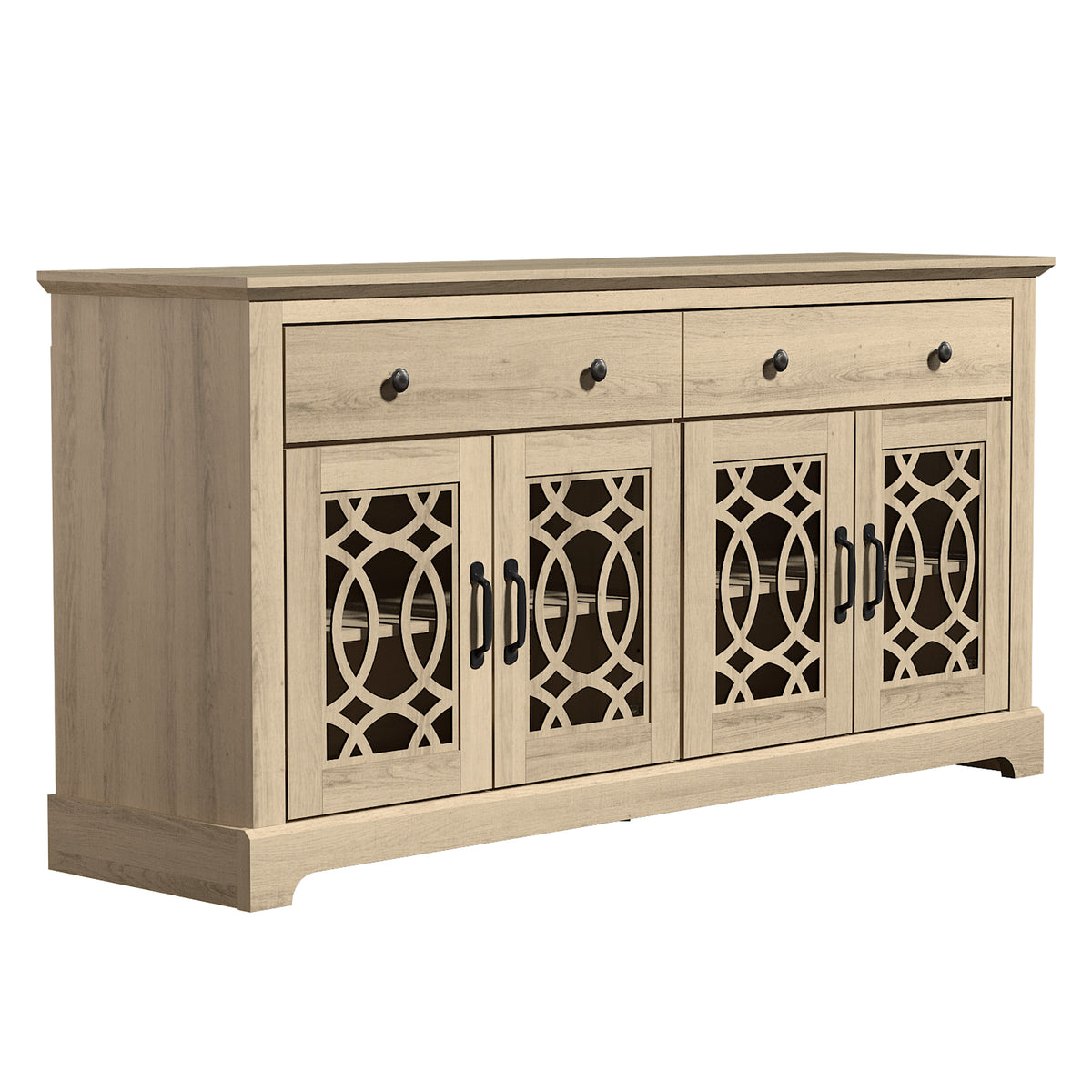 GALANO 58.7" Sideboard with 4 Doors, 2 Drawers and Adjustable Shelves