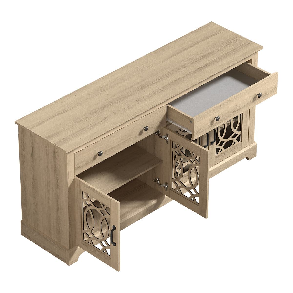 GALANO 58.7" Sideboard with 4 Doors, 2 Drawers and Adjustable Shelves