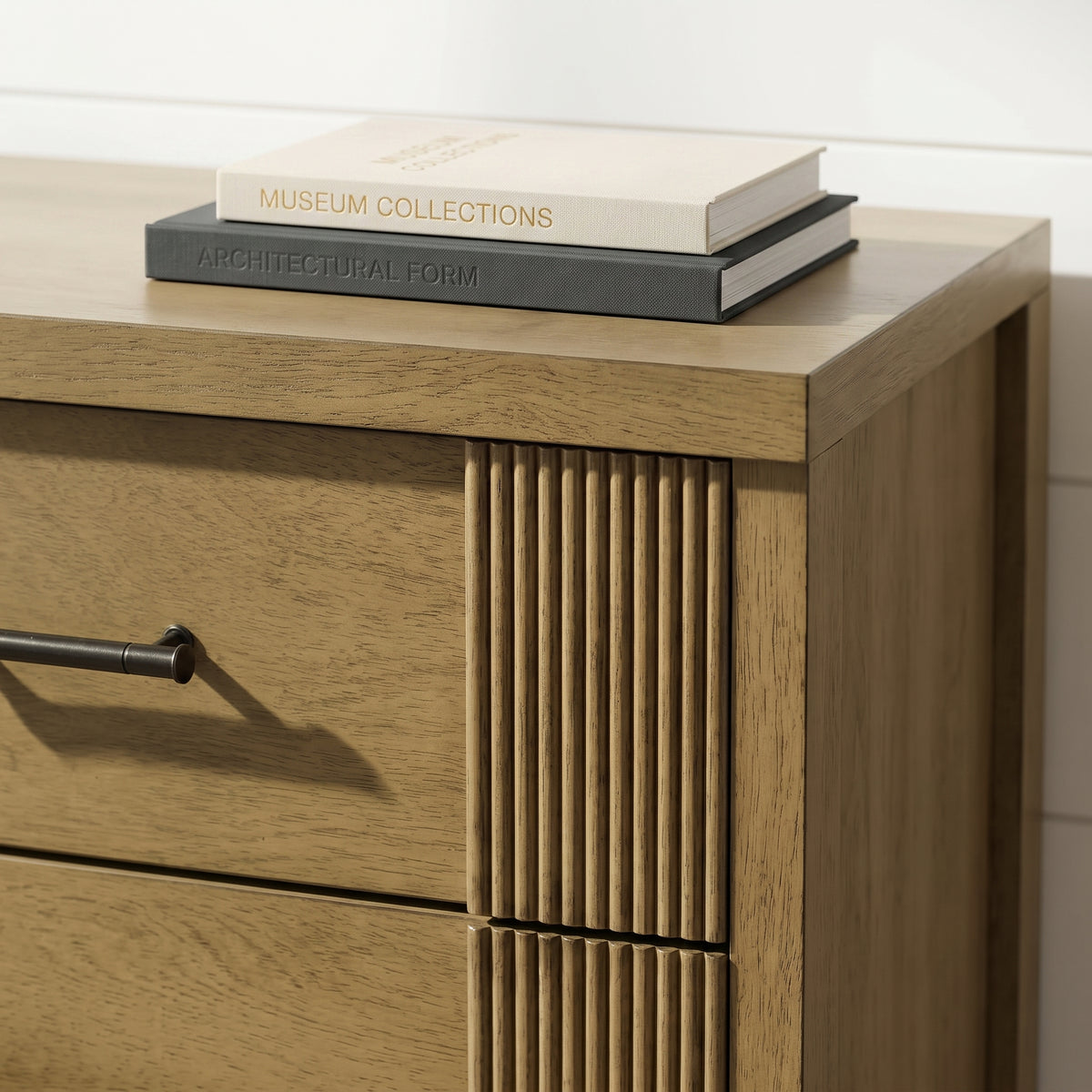 Galano 54.8" W Mid-Century Modern 6 Drawer Dresser with Fluted Fronts and Solid Wood Feet