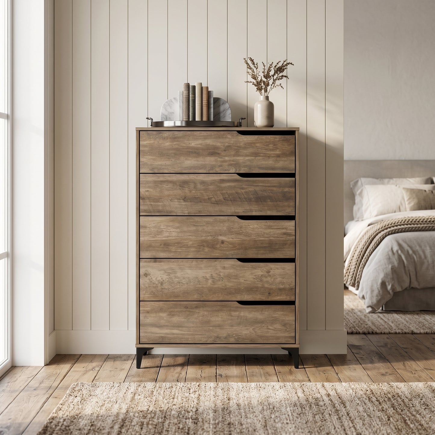 Galano Modern 5-Drawer Tall Dresser for Bedroom with Interlocking Drawers & Metal Slides, 30.7" W