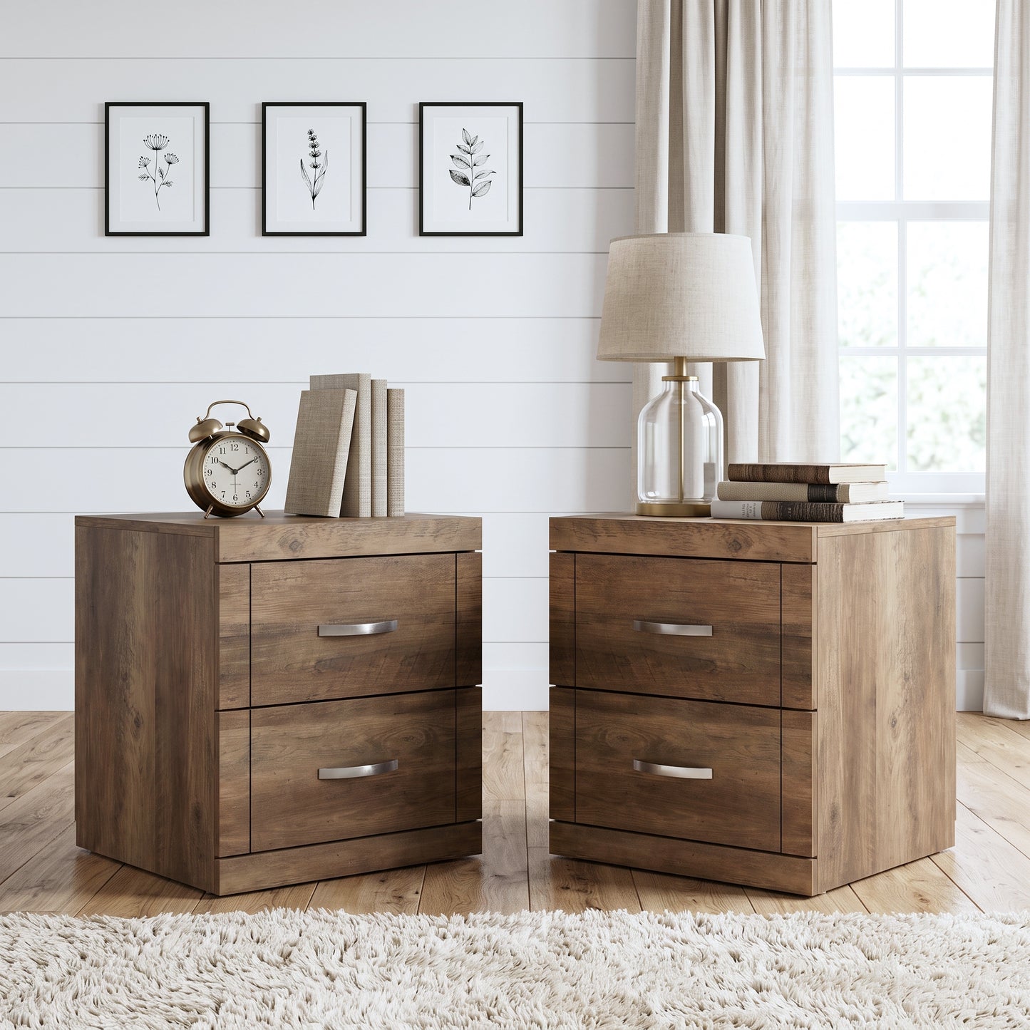 Galano Modern 2-Drawer Nightstand Bedside Table 19.0" W × 16.3" D × 20.3" H