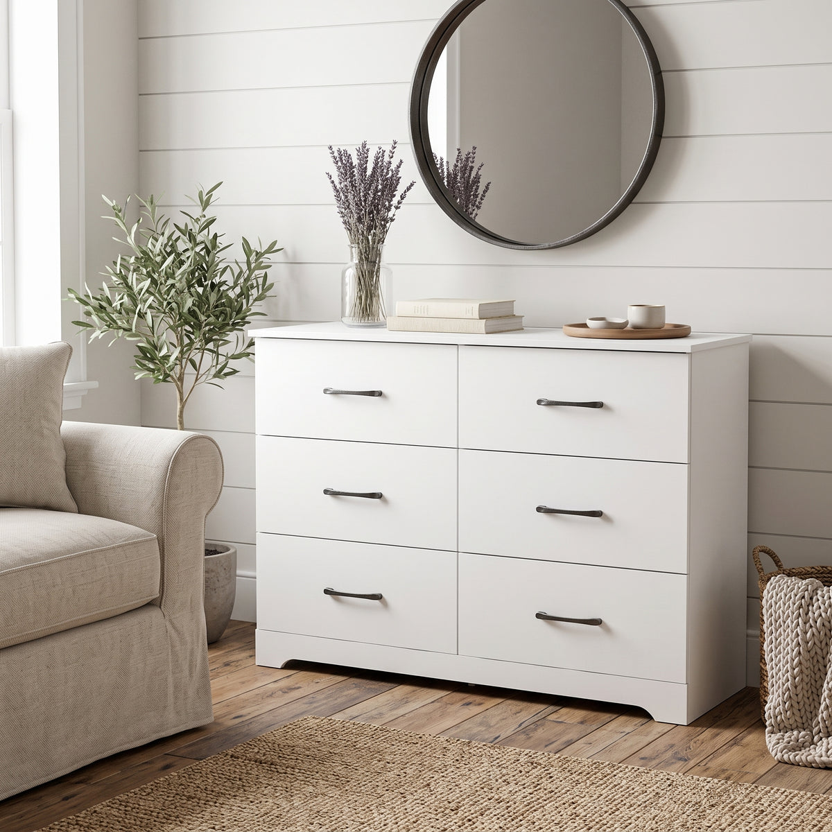 Galano Modern 6 Drawer Dresser for Bedroom with Interlocking Drawers & Anti-Tip Kit, 47"