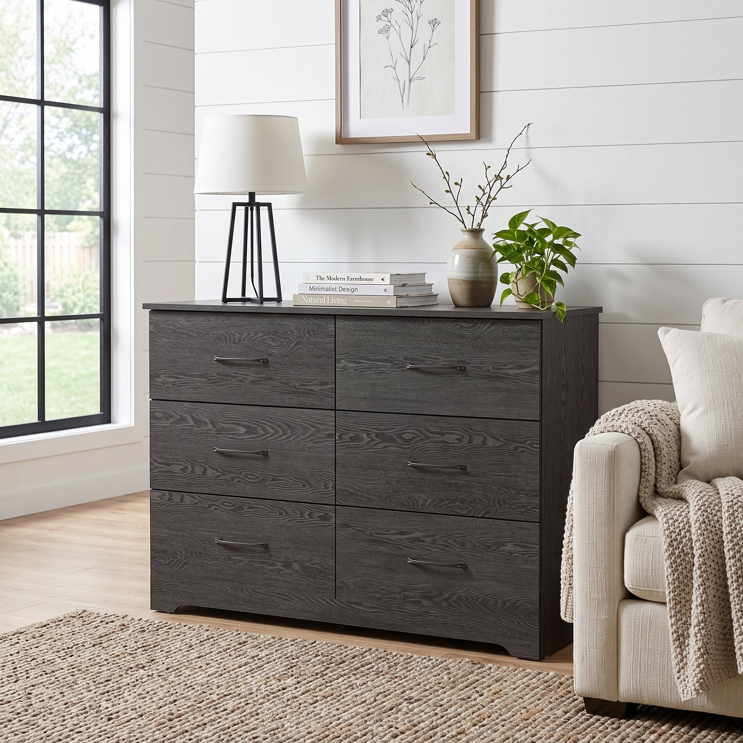 Galano Modern 6 Drawer Dresser for Bedroom with Interlocking Drawers & Anti-Tip Kit, 47"
