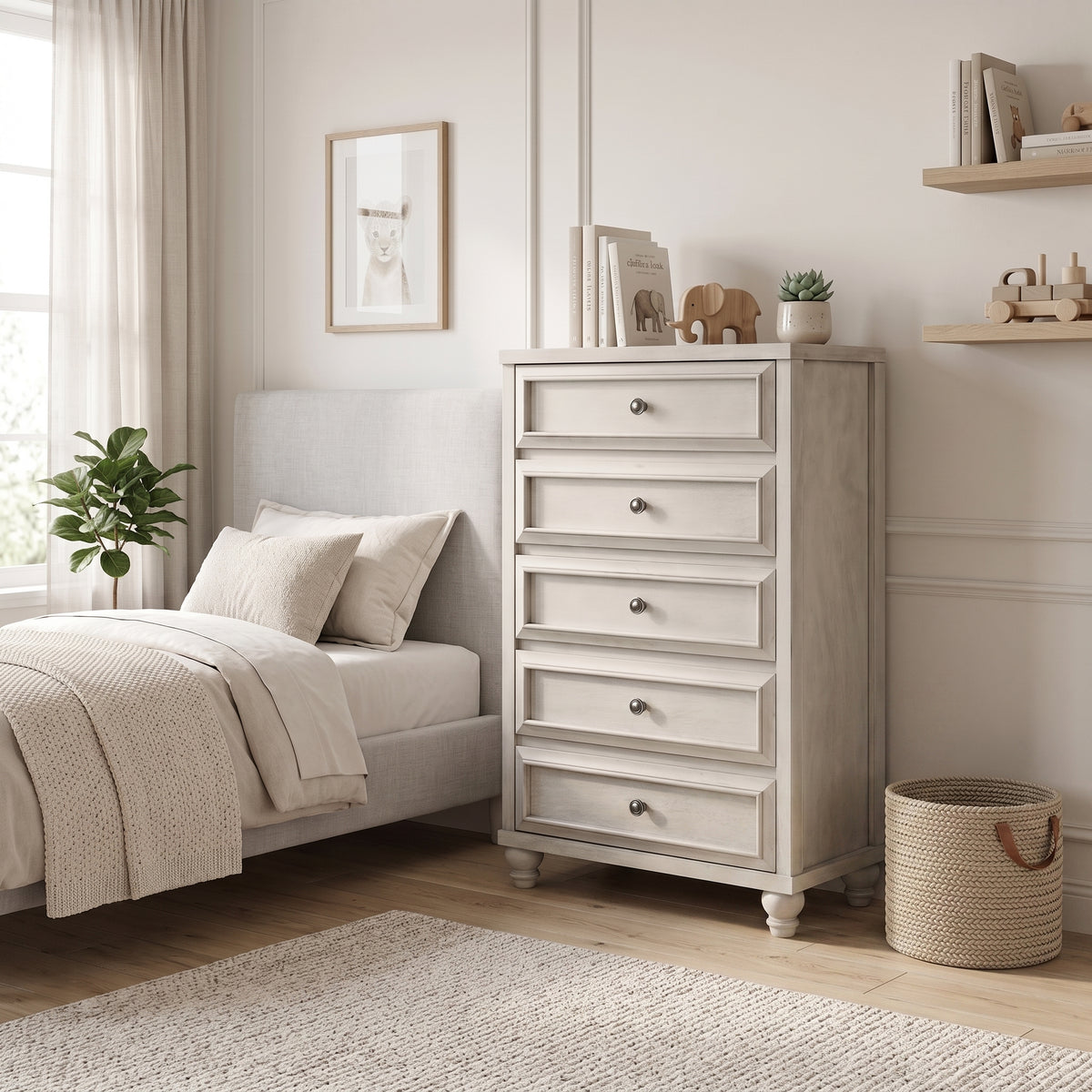 Galano 28.7" W Transitional 5 Drawer Chest with Solid Wood Feet and Interlocking Drawers