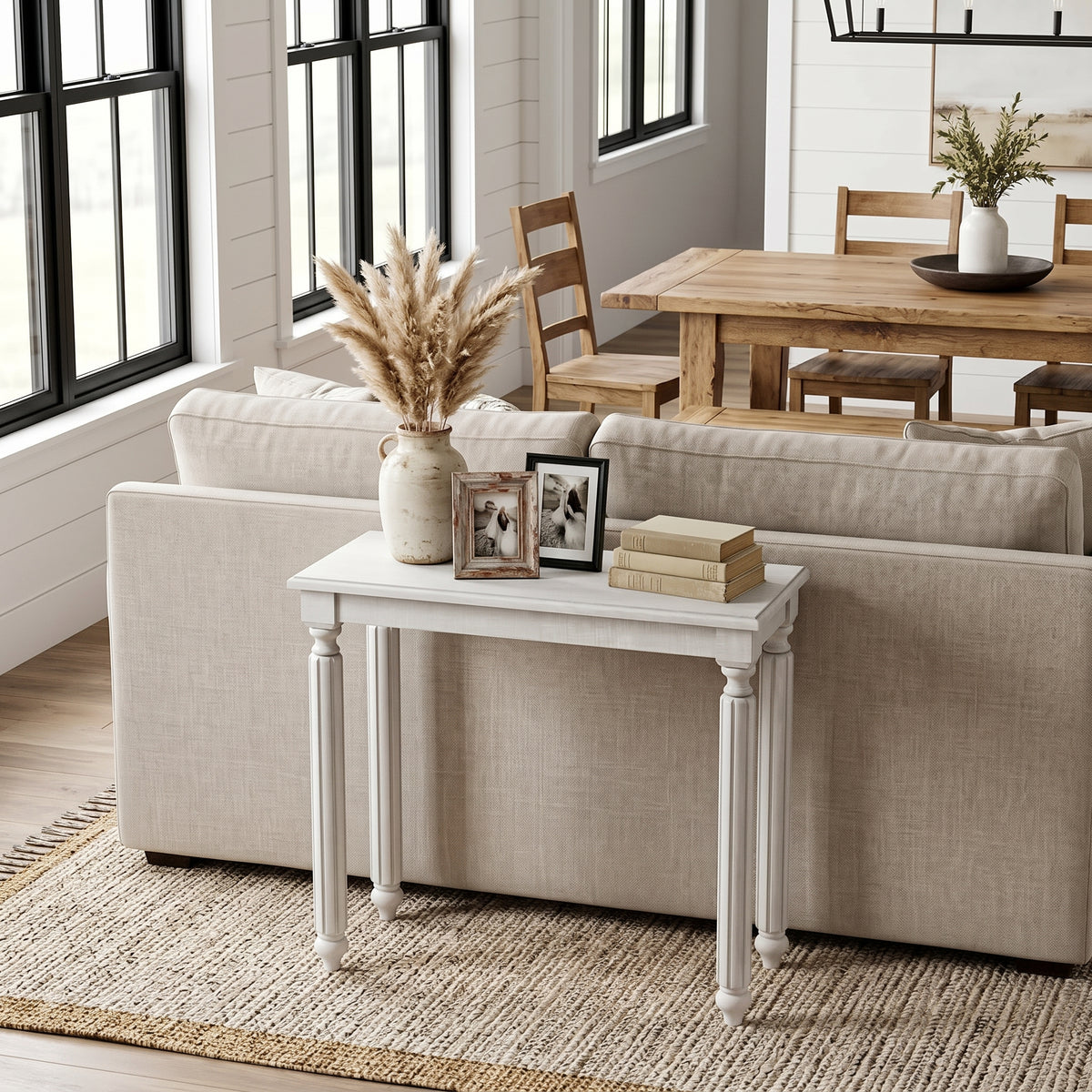 Galano 23.6" Rustic Solid Wood Turned Leg Rectangular End Table