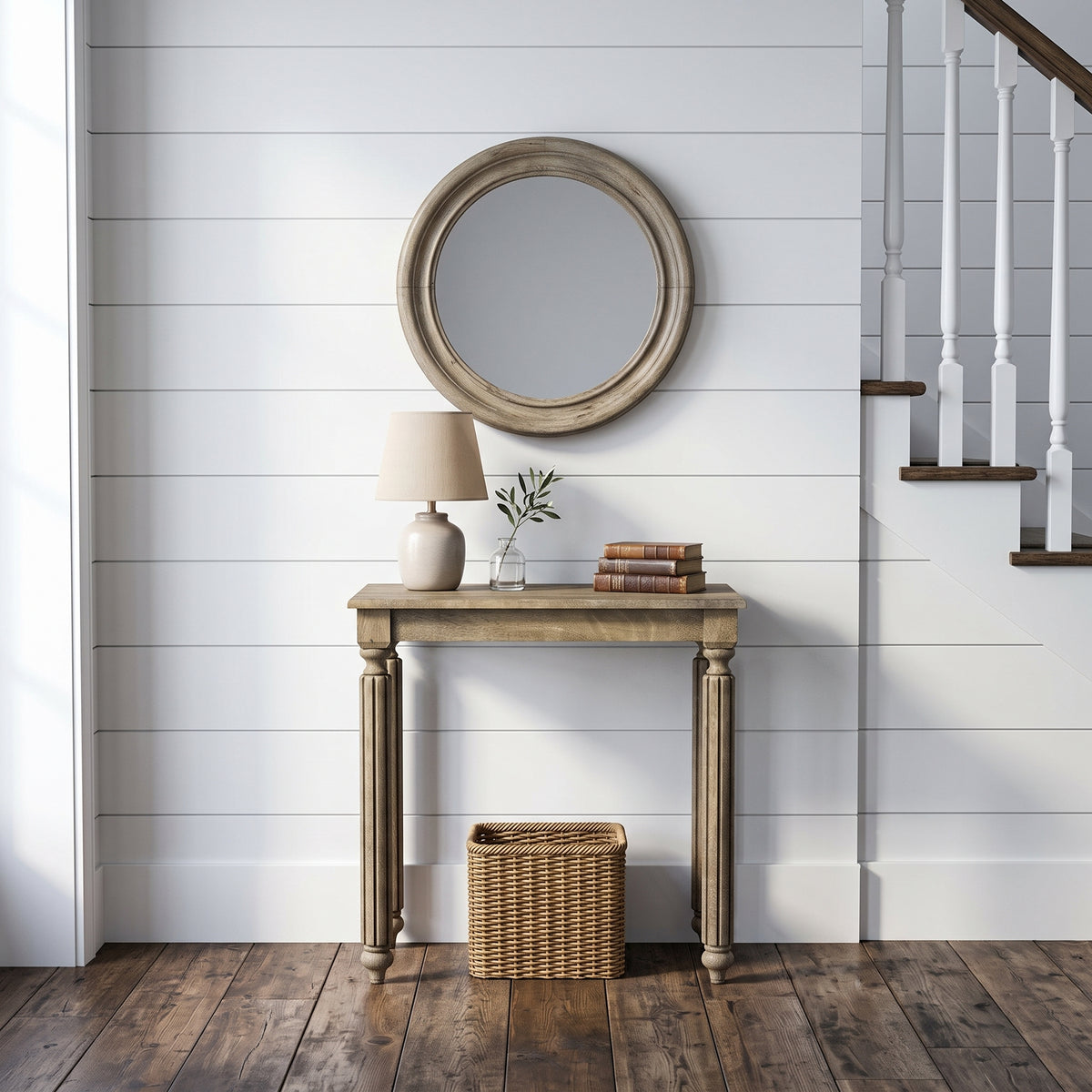 Galano 23.6" Rustic Solid Wood Turned Leg Rectangular End Table