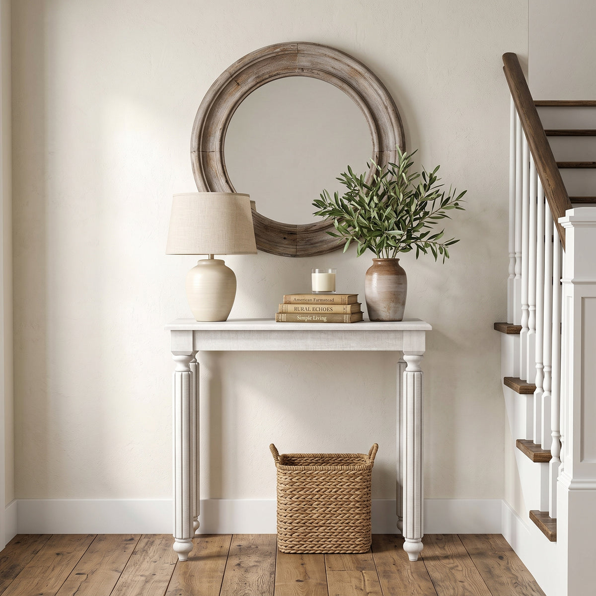 Galano 23.6" Rustic Solid Wood Turned Leg Rectangular End Table