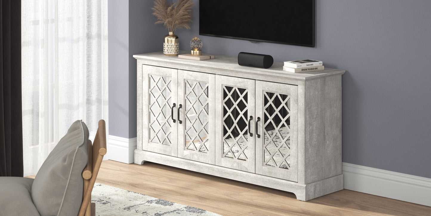 Galano Mirrored 4-Door TV Stand with Concealed Storage 59.6" W × 15.7" D × 29.3" H