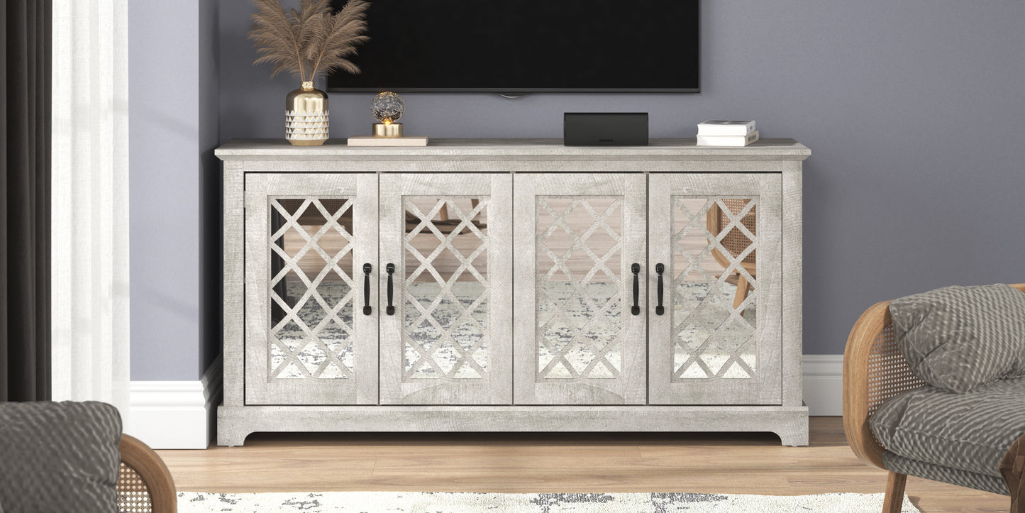 Galano Mirrored 4-Door TV Stand with Concealed Storage 59.6" W × 15.7" D × 29.3" H
