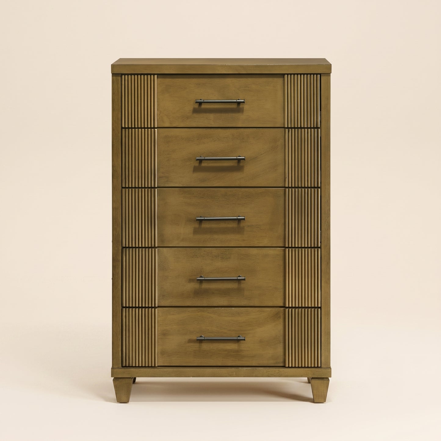 GALANO 5-Drawer Chest, 28.7" Wide Mid-Century Fluted Design, 1 Chest