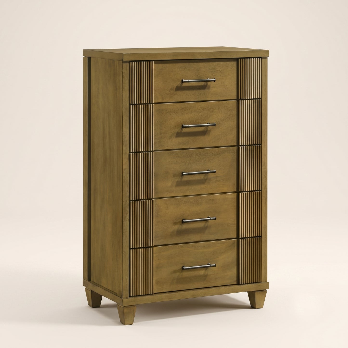 GALANO 5-Drawer Chest, 28.7" Wide Mid-Century Fluted Design, 1 Chest