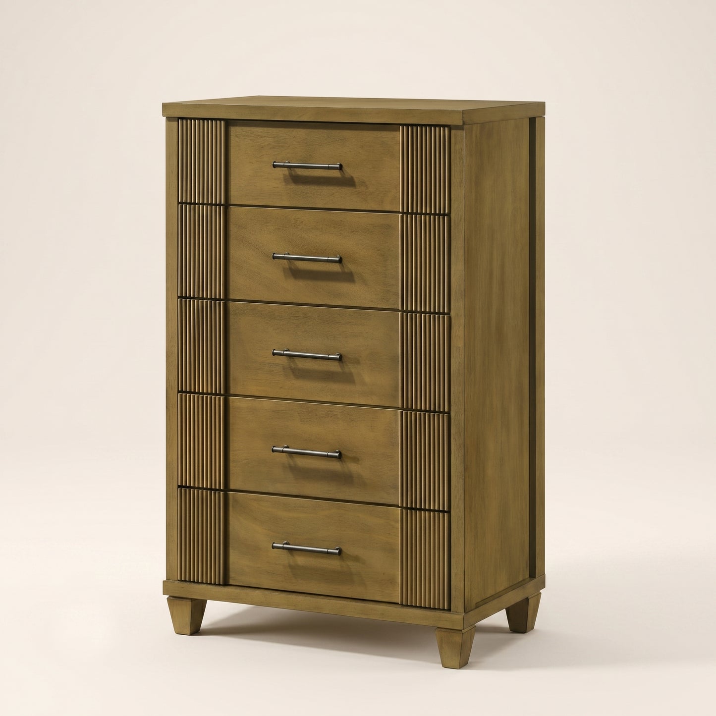 GALANO 5-Drawer Chest, 28.7" Wide Mid-Century Fluted Design, 1 Chest