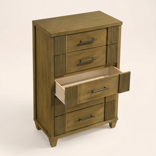 GALANO 5-Drawer Chest, 28.7" Wide Mid-Century Fluted Design, 1 Chest