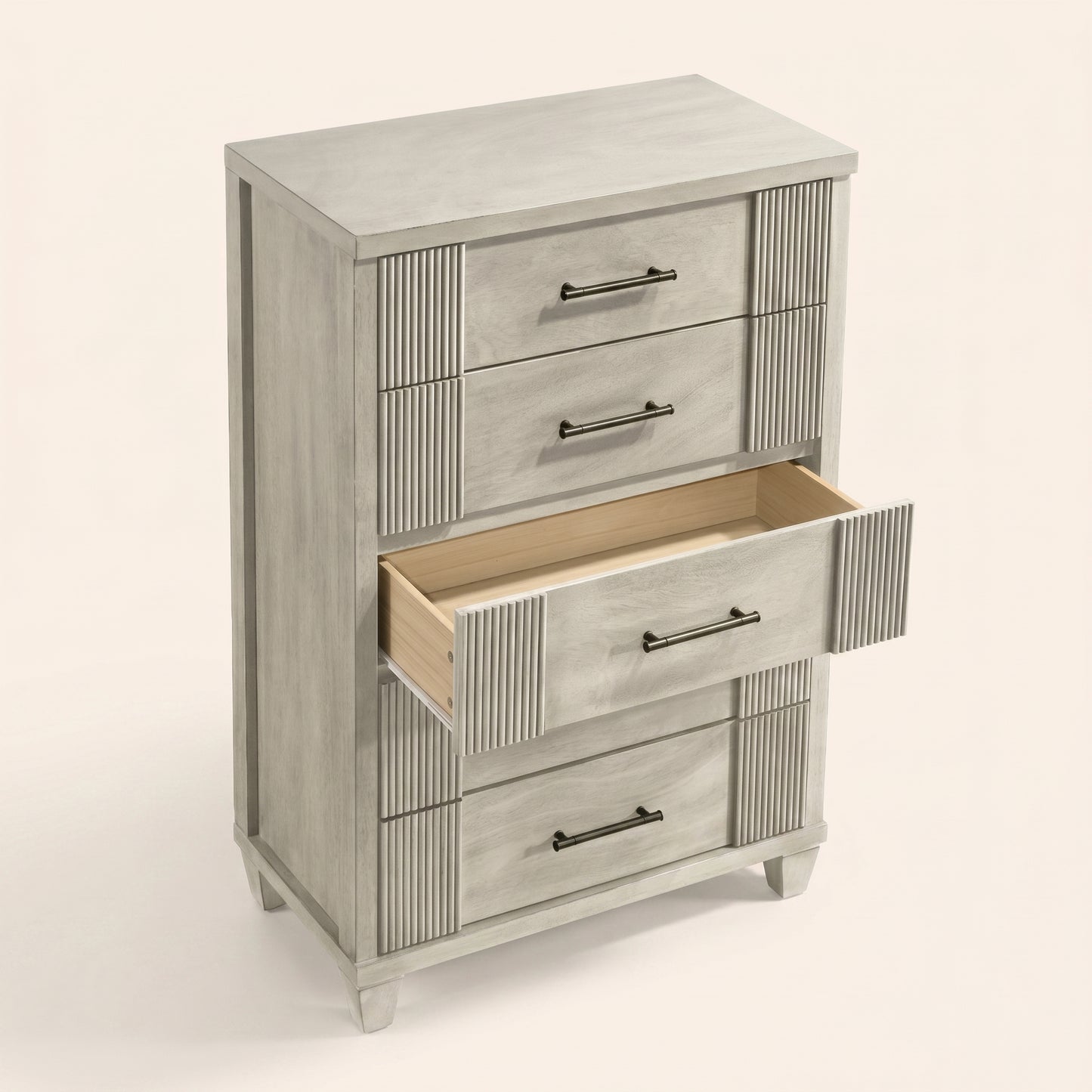 GALANO 5-Drawer Chest, 28.7" Wide Mid-Century Fluted Design, 1 Chest