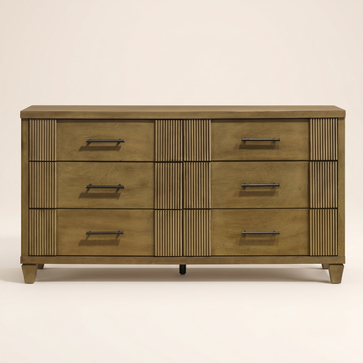 GALANO 6-Drawer Double Dresser, 54.8" Wide, Mid-Century Fluted Design, 1 Dresser