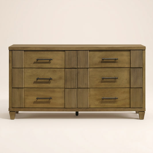 GALANO 6-Drawer Double Dresser, 54.8" Wide, Mid-Century Fluted Design, 1 Dresser