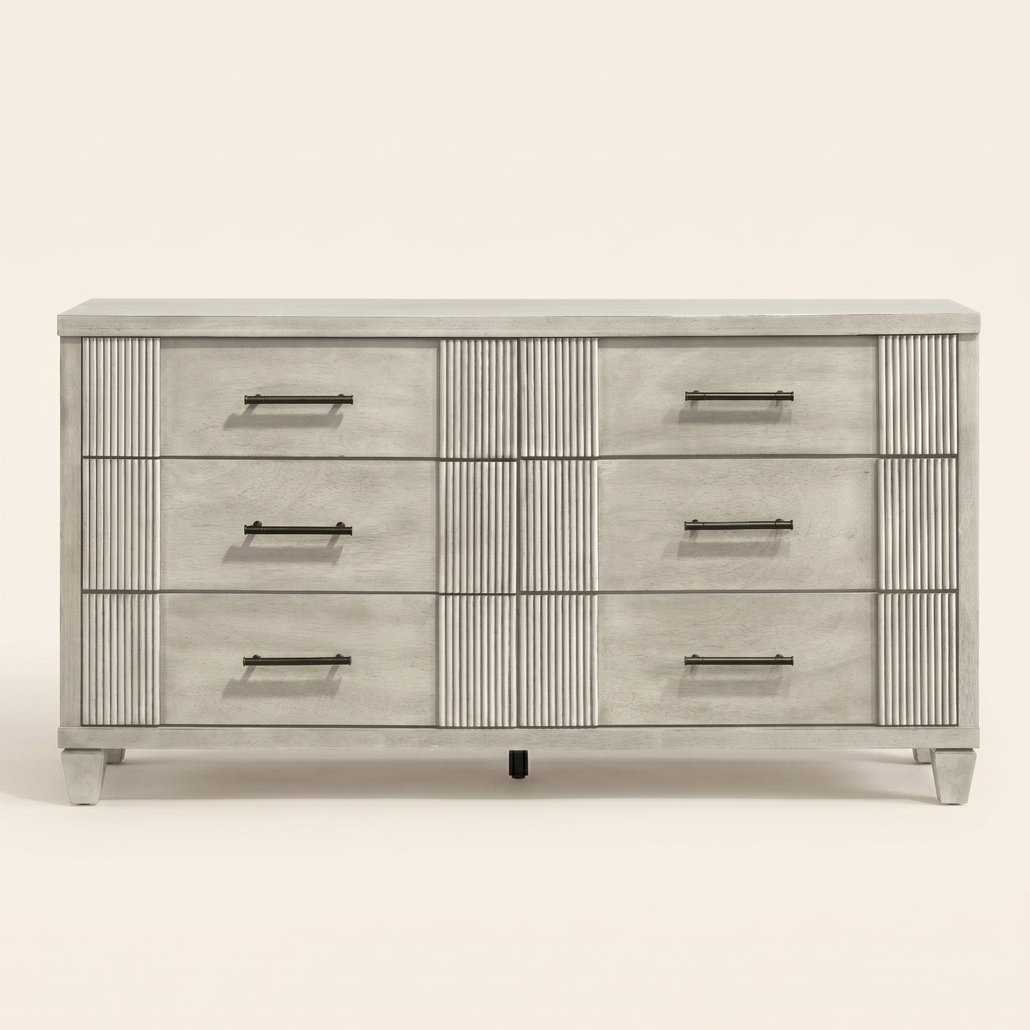 GALANO 6-Drawer Double Dresser, 54.8" Wide, Mid-Century Fluted Design, 1 Dresser