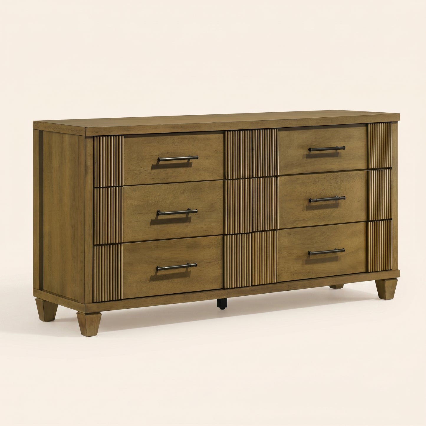 GALANO 6-Drawer Double Dresser, 54.8" Wide, Mid-Century Fluted Design, 1 Dresser