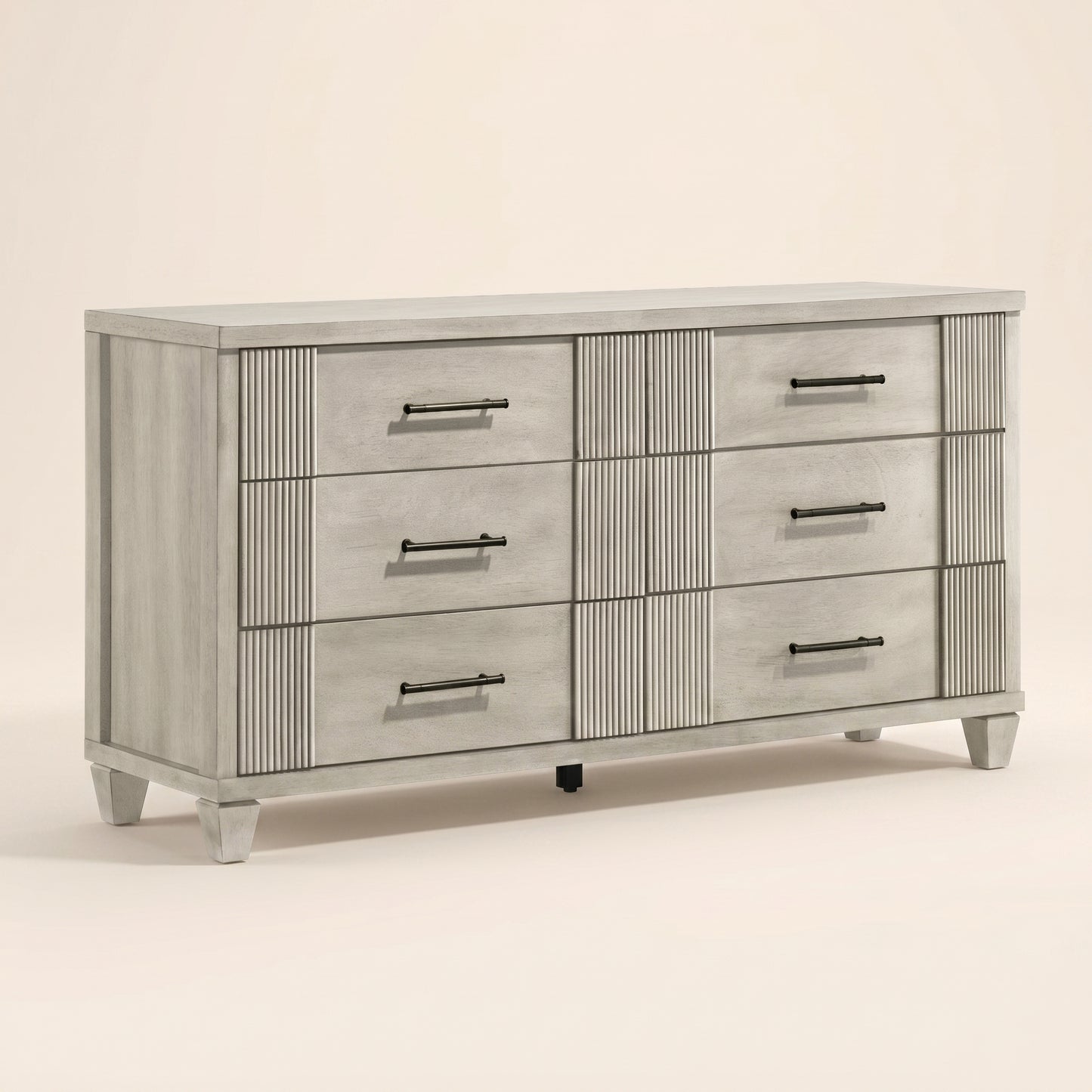 GALANO 6-Drawer Double Dresser, 54.8" Wide, Mid-Century Fluted Design, 1 Dresser
