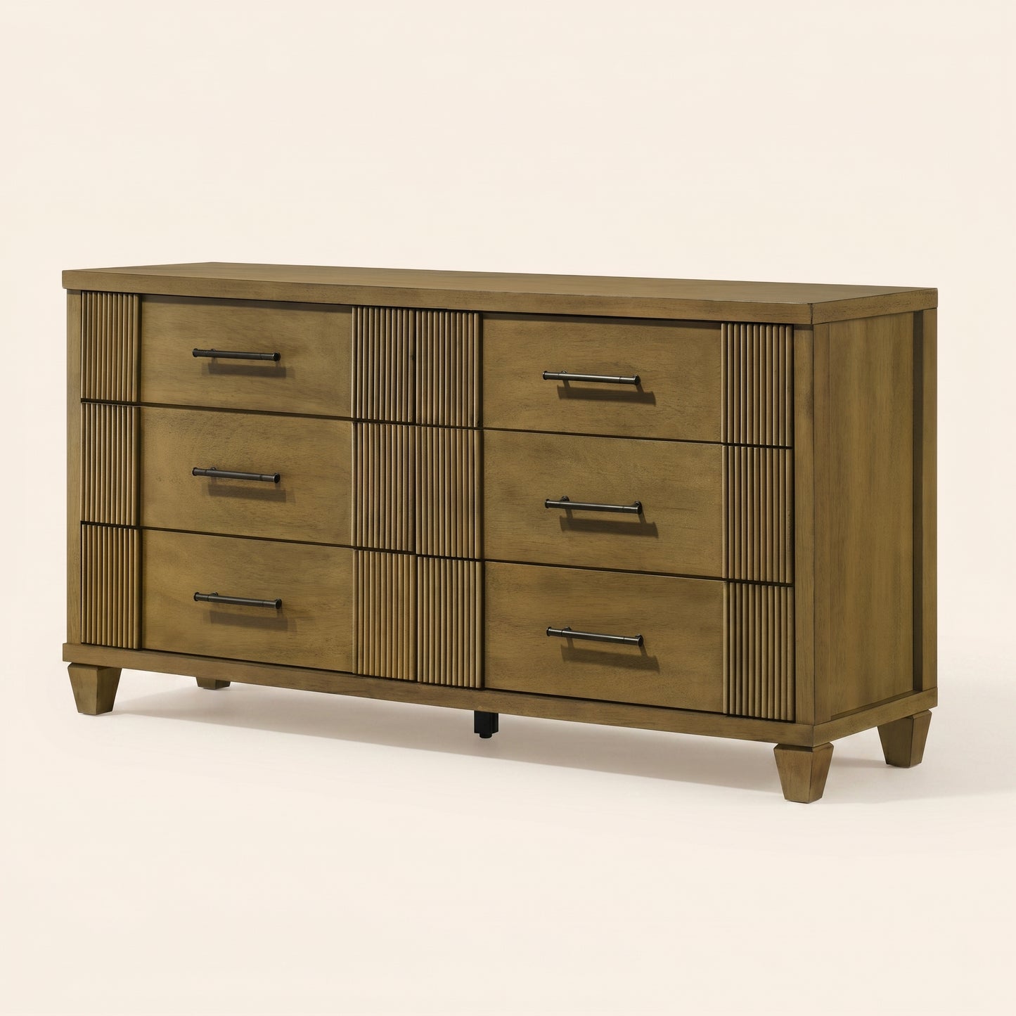 GALANO 6-Drawer Double Dresser, 54.8" Wide, Mid-Century Fluted Design, 1 Dresser