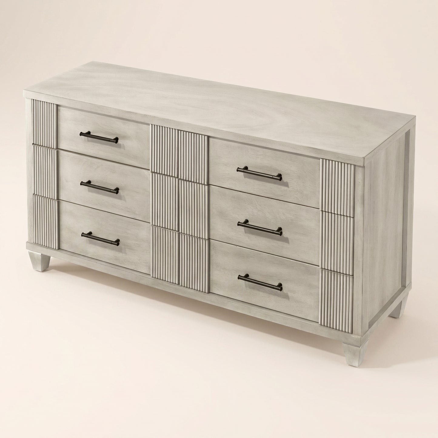 GALANO 6-Drawer Double Dresser, 54.8" Wide, Mid-Century Fluted Design, 1 Dresser